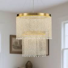 Brass Crystal Bead LED Pendant Lights